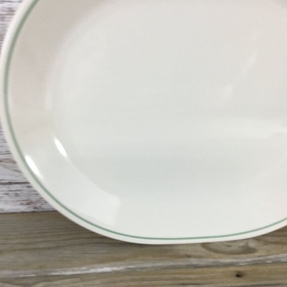 Corelle Summer Blossom 12 1/4" Serving Platter Beige With Green Trim - Picture 4 of 7